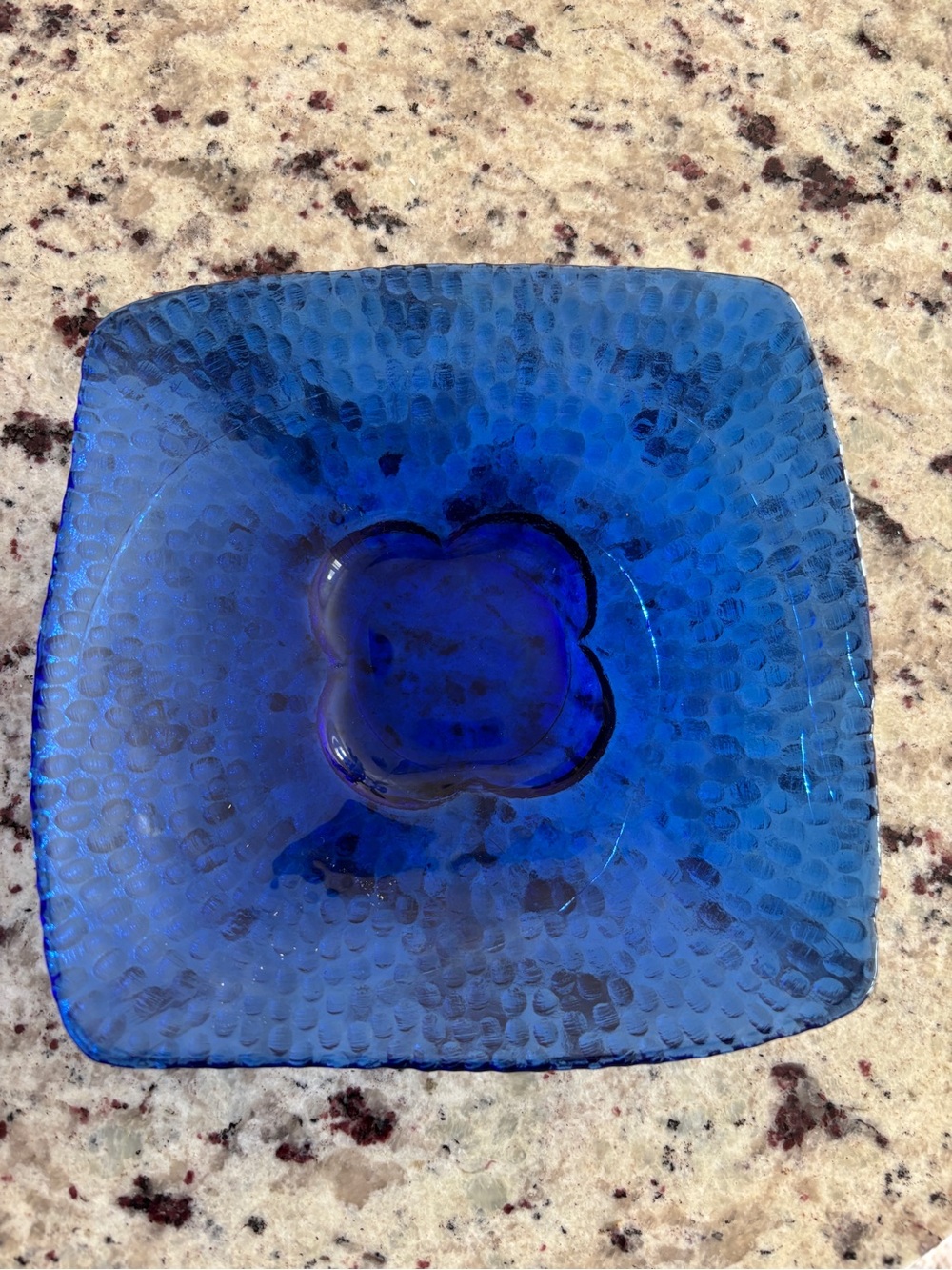 Handcrafted Cobalt Blue Glass Decorative Bowl - Unbranded